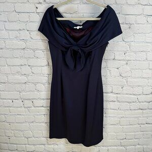 Ann Taylor Women's Sailor Bow Front Sleeveless Knee Length Dress, Size 8, Navy